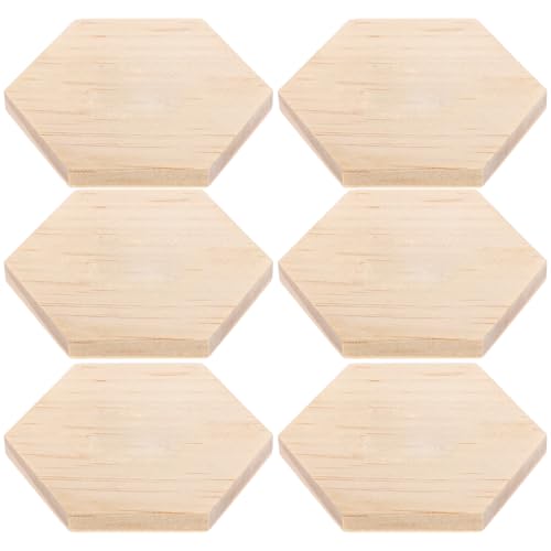 SEWOART 25 Stück Unlackierte Sechseckige Holzform Blanke Holzausschnitte Ornamente Für DIY Party Bastelprojekte Holzbrett 50 Mm von SEWOART