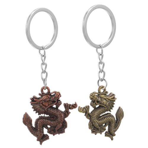 SEWOART 2Pcs Dragon Anhänger Dragon Schlüsselanhängung Ornament Armband Making Kit Accessoires Lanyardhalter Perlen Zodiac Keychain Vintage von SEWOART