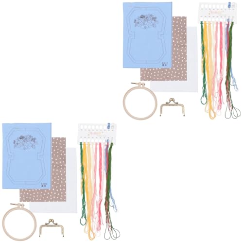 SEWOART 2St handgemachte Stickerei Stickset für Vintage-Geldbörse Stickgarn Näh-Bastelsets Cross-Geldbörsen-Kit embroidery handwerkskunst Frau Handarbeitswerkzeuge Taschenstickerei Blue von SEWOART