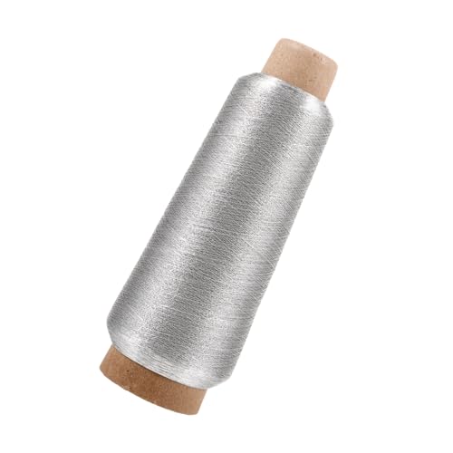 SEWOART 2St metallisches Maschinenstickgarn Metallic sewing thread Gold sewing thread Stickgarnspulen metallischer Seidenfaden overlock nähmaschine 5000 Meter Spule 150d Nähgarn Silver von SEWOART