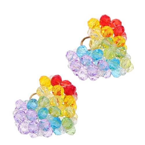 SEWOART 2st Diy-material Herzförmige Ohrringe Verzierungen Zum Basteln Bunter Schmuck Bunte Perlen Selber Machen Liebe Herzanhänger Diy-ohrringe Herz-halsketten Perlenkette Colorful Glas von SEWOART