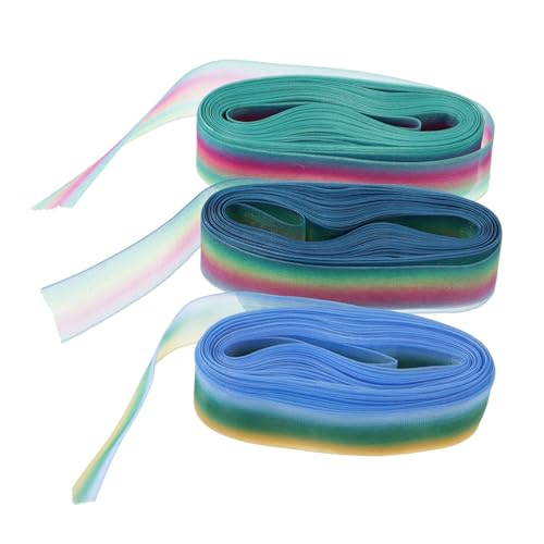 SEWOART 3 Rollen 10 Regenbogen Chiffonband Dekoratives Band DIY Verpackungszubehör Band Für DIY Handwerk Seidenband Organzaband Blumenband Haarschleife Doppelseitiges Band von SEWOART