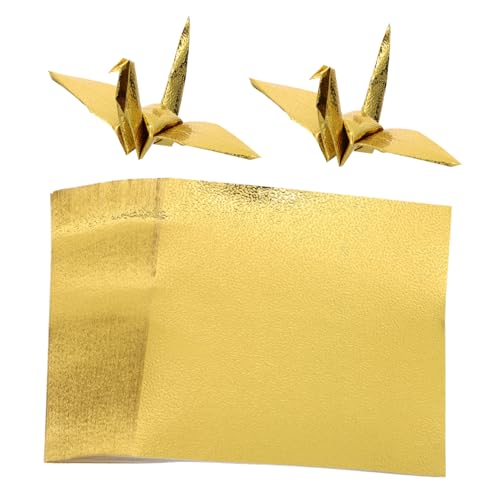 SEWOART 300 Stk Einseitiges Perlmutt-origami Perlmuttfarbenes Origami-papier Rotes Origami-papier Origami-goldpapier Falthandwerk Kraftpapier Faltbar Glitzerkartonpapier Gold Golden von SEWOART