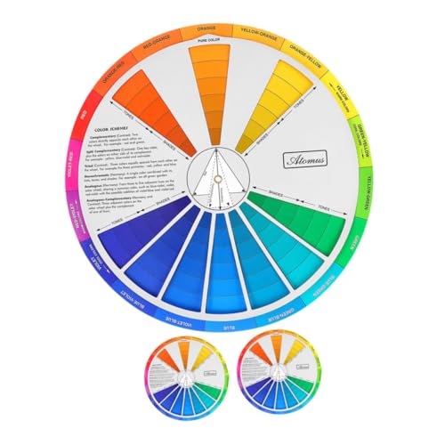 SEWOART 3St Farbpalette Farbkreiskunst Farbharmonierad Farbrad-Anleitung Farbrad malen Farbkreisdiagramm Farbkarte Farblerndiagramm farbige Lernkarte Farblernrad drehbares Farbrad Papier von SEWOART