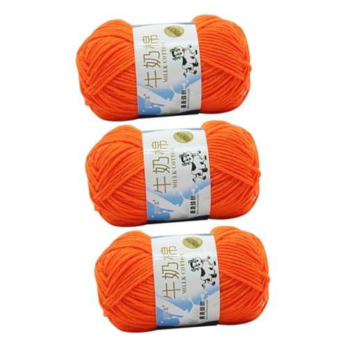 SEWOART 3St Milch-Baumwoll-Garn grob gestrickte Decke Häkelsets Baumwolle häkeln tejer Pullover Mütze Jumbo-Garn Baumwollgarn zum Häkeln Strickzubehör Baumwollgarn zum Stricken Orange von SEWOART