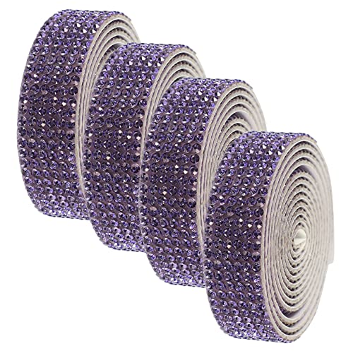 SEWOART 4 Rollen Selbstklebende Strass-Sticker Edelsteinaufkleber Kleid Strass Applikation kleid gürtel patch Schärpe Strass-Applikation Strassapplikationen nähen Strasssteine Violett von SEWOART