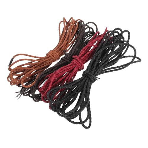 SEWOART 4 Stück Armband geflochtenes Seil Kabel Bausatz Tonperlen Bausätze Schmuckset bastelmaterial bastel materialien Geflochtenes Seil zum Selbermachen Kordelseil zum Basteln PU-Leder von SEWOART