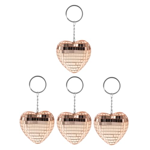 SEWOART 4 stücke Herzförmigen Spiegel Schlüsselanhänger Clip für Disco Tasche Rose Gold Dekorative Schlüsselanhänger Clip von SEWOART