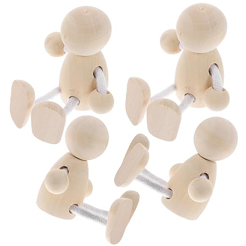 SEWOART 4 Stück Holzspielzeug Peg-Puppenregal Miniaturen Falschgeld Mini- Schnitzset für Holzfiguren für Malerei Holzfiguren Bastelset unvollendete Holzpuppen Leute pfeifen von SEWOART