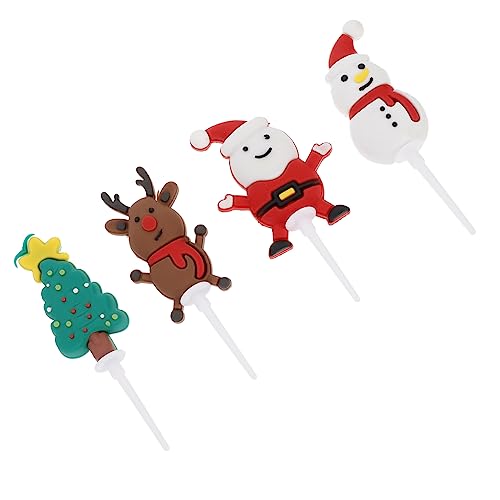 SEWOART 4 Stück Weihnachtskucheneinsatz weihnachtliche Essensauswahl Vorspeisen weihnachtsparty accessoires cake topper weihnachten Desserteinsatz Topper weihnachtsdessert dekor Colorful von SEWOART