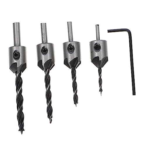 SEWOART 4 Teiliges Countersink Bohrer Set Aus Hochgeschwindigkeitsstahl Konische Senkbohrer Mit Schlüssel Für Präzises Arbeiten Der Holzbearbeitung von SEWOART