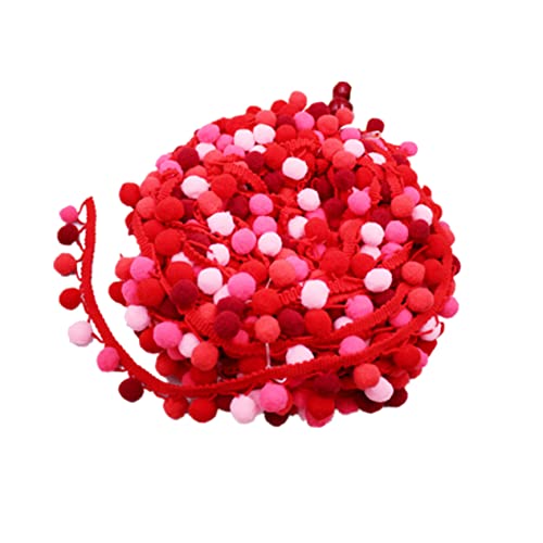 SEWOART 5 Kugel trimmen Ball Fransen Plüschstoff Pompoms, Fransen, Ballbesatz, Nähband Mini-Quastenband Pelzknäuel leckerbissenball Textilverschönerung ball trimmen Quastenkugelbesatz rot von SEWOART