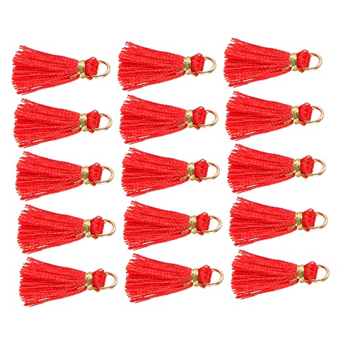 SEWOART 50 Stück Quaste Anhänger handgefertigte DIY-Quasten Quastengirlande Reize Perlen-Kits zappeln quasten für lesezeichen Schlüsselanhänger Tassel Fan-Anhänger Quaste für DIY Rayon rot von SEWOART