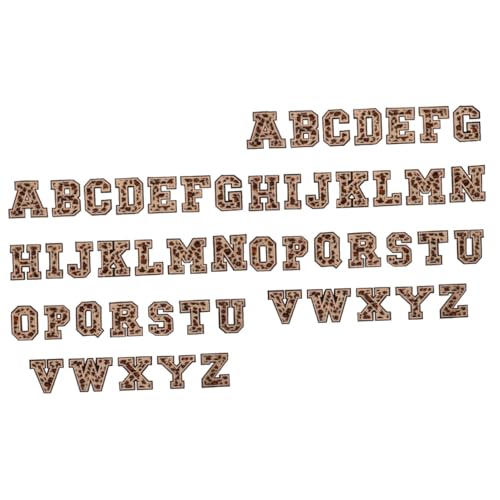 SEWOART 52 Stk Pflaster Mit Leoparden Muster Bügelflicken Flicken Nähen Goldene Buchstaben Für Die Wand Aufkleber Buchstaben Große Buchstabenaufkleber Strass-buchstaben Light Brown Flanell von SEWOART