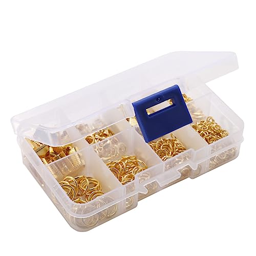 SEWOART 556 Stk DIY-Ergebnisse Bandverschluss Band Crimps Bandklemmen Band-Crimp-Enden Splitter Schleife Biegeringe für Schlüsselanhänger schmuck Hummerclips Band endet Golden von SEWOART