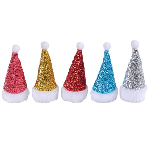 SEWOART 5Pcs Weihnachten Weihnachtsmütze UV ​​Hut Weihnachtsdekorative Requisiten Party Hüte Weihnachtsflaschenabdeckungen Weihnachtshüte Rote Handgefertigte Weihnachtsmütze Winzig von SEWOART