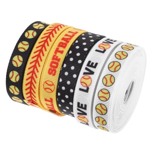 SEWOART 6 Rollen Baseballband Kreative Kuchenbänder Weihnachtsverpackungsband Baseballballband Kreatives Geschenkband Baseball Geschenkband Baseball Druckband Polyester von SEWOART