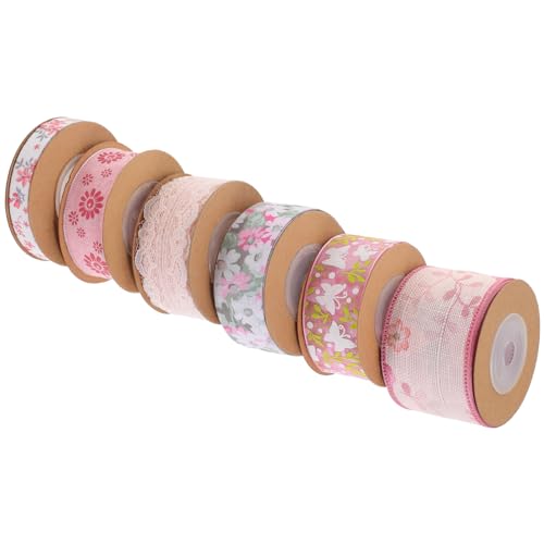 SEWOART 6 Rollen Schleife seidenband ribbon geschenkkisten wrapping Dekorationsband Dekorationen Strasssteine Streamer Bänder Blumen Multifunktions-Bastelband Geschenkband Polyester von SEWOART