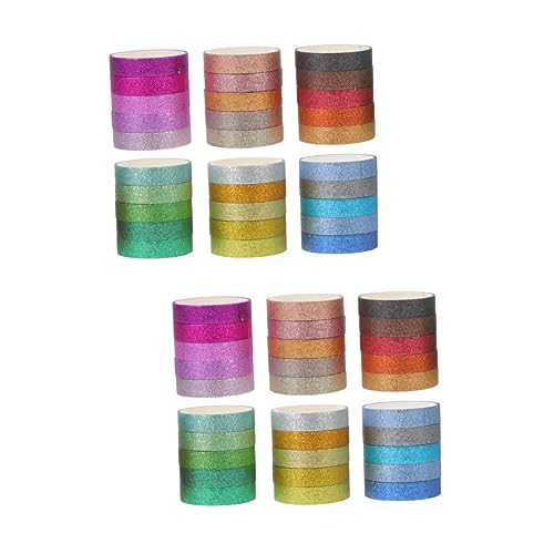 SEWOART 60 Rollen Glitzer und Washi-Tape dünne klebebänder selber machen selbstklebendes Bastelband scrapbooking zubehör the washi tape Scrapbook-Material selbstklebende DIY-Klebebänder von SEWOART