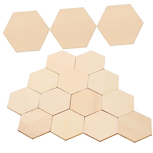 SEWOART Buchenholz Hexagonale Holzstücke Dekorationen Für DIY Handwerk Hochzeits Und Geburtstagsfeiern Weihnachtsverzierungen Holzformen Zum Basteln von SEWOART