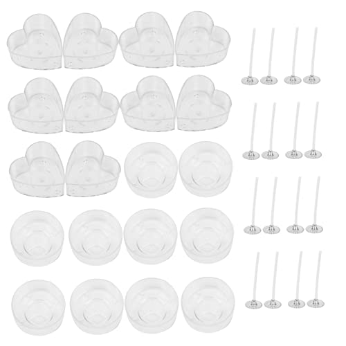 SEWOART DIY Kerzenherstellung Set Transparentes Silikonform Set Mit 10 Runden Und 10 Herzförmigen Formen Sowie 50 Kerzendochten Kreatives Zubehör Für Die Kerzenproduktion von SEWOART