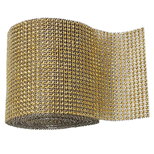 SEWOART Diamantband Krippenhandwerk Strasssteine Hochzeitstortendekorationen Silber funkelndes Netzband hochzeitsdeko hochzeits dekoration Hochzeitstorte Dekoration Strass-Mesh Golden von SEWOART