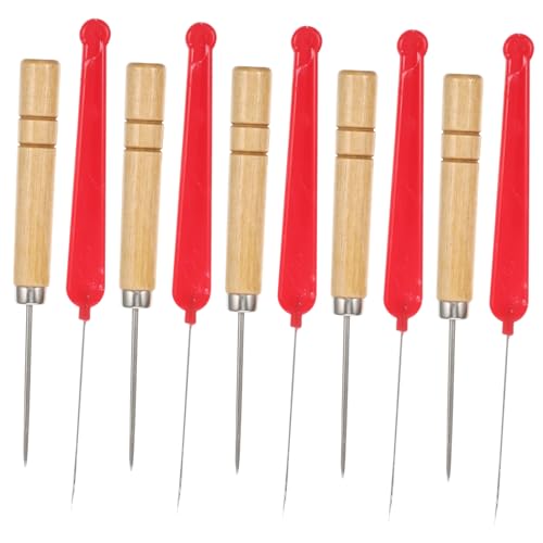 SEWOART Ergonomische Wiederverwendbare Perlen Nadel Set Tragbare Perlen Awl Für DIY Schmuck Inklusive 5 Rote Einzelkopf Häkelnadeln Und 5 Holzgriff Awls 10 Teile Insgesamt von SEWOART