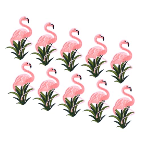 SEWOART Bestickte Flamingo-flicken Zum Aufbügeln 10er-pack Modische Flamingo-applikation für Hemden Jeans Hüte Stickerei auf Der Linken Seite von SEWOART