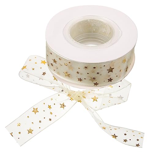 SEWOART Goldenes Sternen Organza Geschenkband Elegantes Dekoband Für Geschenkpäckchen Hochzeiten Partys Und DIY Projekte 1 Rolle Schneeflocken Design Breit von SEWOART