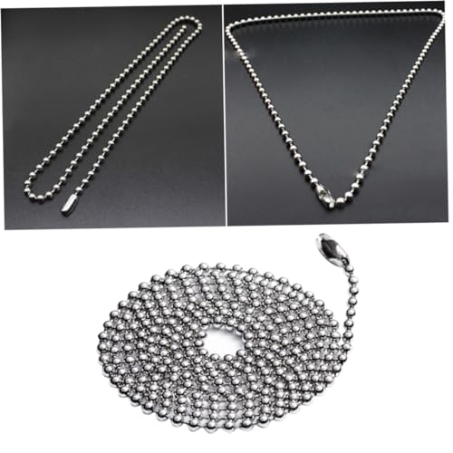 SEWOART Hundemarke Kugelkette Verlängerung Kugelkette verstellbare Kugelkette Tag-Kugelkette bastelbedarf beschriftungsetiketten keychain Perlenkette aus Edelstahl lange Kugelkette Silver von SEWOART