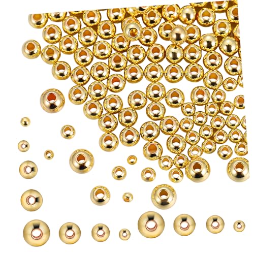 SEWOART Spacer Perlen Runde Spacer Beads Für Schmuckherstellung 14K Goldfarbe 2mm 3mm 4mm 5mm Jeweils Lose Perlen Für Armbänder Und Halsketten Bastelset von SEWOART