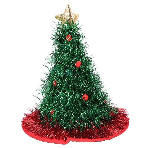 SEWOART Weihnachtsbaummütze Weihnachtskostüm Hut Lametta Weihnachtsbaum Dekoration Für Weihnachtsfeiern Glitzernde Weihnachtsmützen Kopfbedeckungen Für Weihnachtsfeiern Vliesstoff von SEWOART