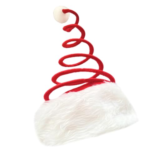 SEWOART Weihnachtsbedarf Weihnachtshaarreifen Weihnachtsmann-stirnband Weihnachtsmütze Für Die Party Tanzende Weihnachtsmütze Weihnachtsdekorationen Federnde Weihnachtsmütze Rot Plüsch von SEWOART