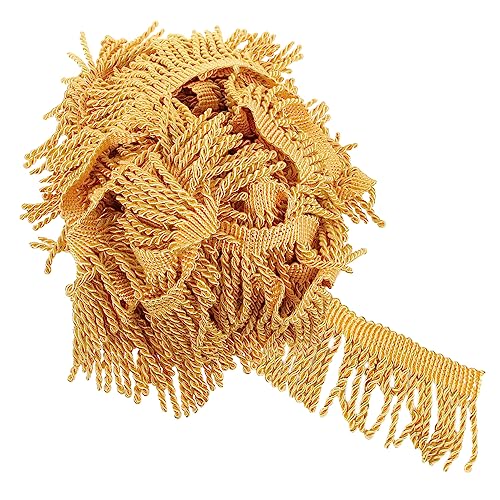 SEWOART Zubehör für Fahnenbesatz Randbereich Quastenbesatz nähen trimmen für DIY Goldrand Teppich home decor home dekoration Fransenbesatz für Sofakissen Gardinenfransen Polyester Golden von SEWOART