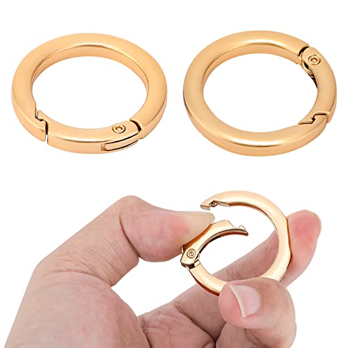 PROUSKY 2 Stück Gold Spring O Ringe, Mehrzweck Zinklegierung Runde Feder Snap Clip Runde Karabiner Sprengring für Handtaschen Rucksäcke Runde Federring Schlüssel für Schlüsselanhänger DIY Handwerk von SEYOO