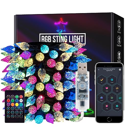 SEZO Farbwechsel Erdbeere Lichterkette WS2812B IC 10M 50LEDs Wasserdicht RGB IC Musik Sync USB LED Lichterkette mit IR-Fernbedienung für Weihnachten Festival Party Dekoration von SEZO