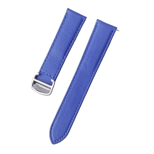 SFIWFOGD Schaffell weiches Band Ersatz kompatibel mit Cartier Solo Lederband 13mm 17mm 19mm 20mm 22mm Gürtelzubehör(Amalan Blue Gold,21mm) von SFIWFOGD