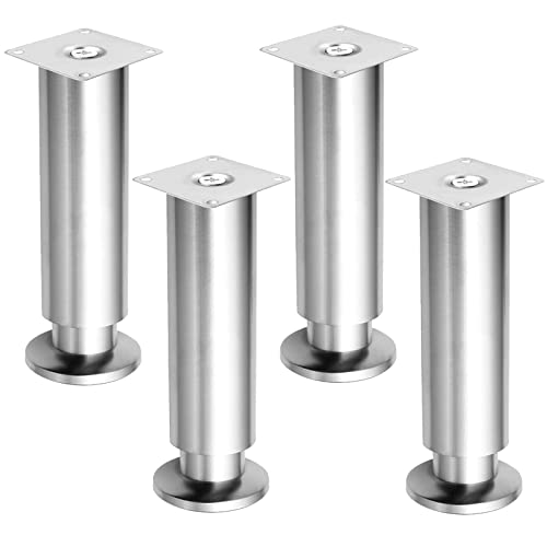 SFNIOKFG x runde Tischbeine, Schrankfüße aus Metall, verstellbare Möbelbeine, Kleiderschrankfüße, Sofabeine, Fernsehschrankbeine, Schubladenbeine, Nachttischbeine, Edelstahl, mit Bodenschon SFNIOKFG x runde Tischbeine, Schrankfüße aus Metall, verstellbare Möbelbeine, Kleiderschrankfüße, Sofabeine, Fernsehschrankbeine, Schubladenbeine, Nachttischbeine, Edelstahl, mit Bodenschon von SFNIOKFG