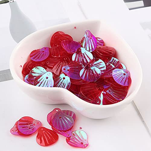 Die Pailletten， 120PCS Pailletten Nette Shell Form Transparent Bunte Nähen Hochzeit Kleid Zubehör Pailletten Dekoration DIY Material(Rosso) von SFQEVHRZ