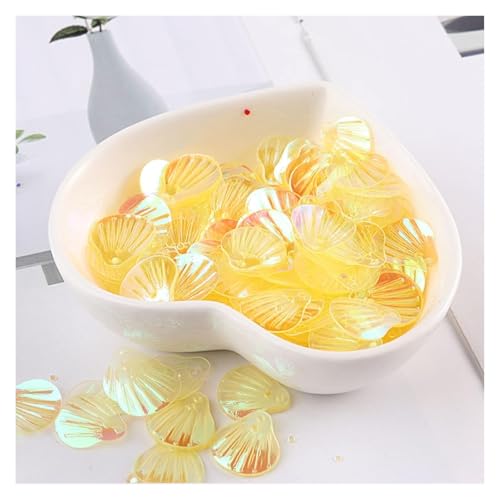 Die Pailletten， 240PCS Pailletten Nette Shell Form Transparent Bunte Nähen Hochzeit Kleid Zubehör Pailletten Dekoration DIY Material(Giallo) von SFQEVHRZ