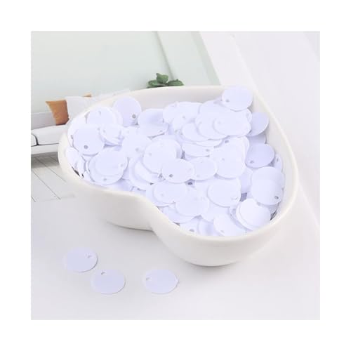 Die Pailletten， 500 g DIY-Pailletten, bunt, rund, Nähen, Hochzeitskleid, Zubehör, Pailletten, Nageldekoration, DIY-Nähmaterial(White) von SFQEVHRZ