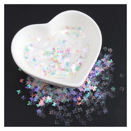 Die Pailletten， Nagel-Glitzerflocken, bunte transparente Pailletten, Schneeflocken-Pailletten, ultradünne Pailletten for Nagelkunst-Dekoration(0.12in Butterfly C22,50g) von SFQEVHRZ