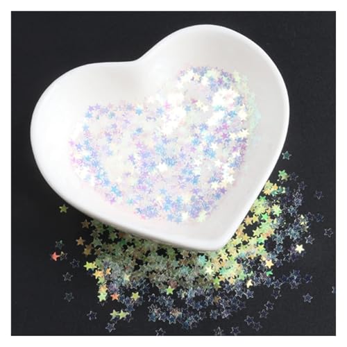 Die Pailletten， Nagel-Glitzerflocken, bunte transparente Pailletten, Schneeflocken-Pailletten, ultradünne Pailletten for Nagelkunst-Dekoration(0.12in Star C04,50g) von SFQEVHRZ