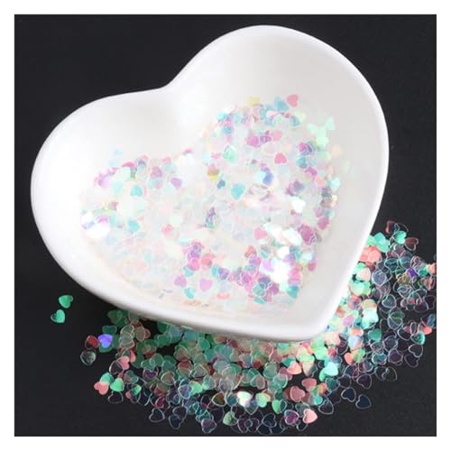 Die Pailletten， Nagel-Glitzerflocken, bunte transparente Pailletten, Schneeflocken-Pailletten, ultradünne Pailletten for Nagelkunst-Dekoration(0.16in Heart C22,40g) von SFQEVHRZ