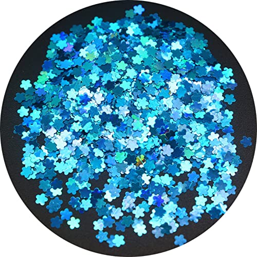 Die Pailletten， Nagel-Pailletten, 3 mm, Pflaumenblüten-Blumen-Nagelkunst, Glitzer-Pailletten, PET, 3D, bunte Scheiben, Pailletten, DIY-Nagelkunst-Dekoration, 40 g(Laser Lake Blue) von SFQEVHRZ