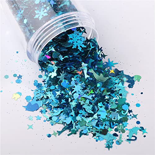 Die Pailletten， Ultra DIY Nagel Pailletten Bunte Glitzer Sterne Laser Material Multi Size Schöne Kleidungsstücke Maniküre Zubehör Kunst Dekor(Blue Laser) von SFQEVHRZ