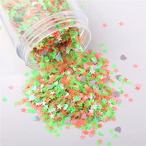 Die Pailletten， Ultra DIY Nagel Pailletten Bunte Glitzer Sterne Laser Material Multi Size Schöne Kleidungsstücke Maniküre Zubehör Kunst Dekor(Green Orange) von SFQEVHRZ