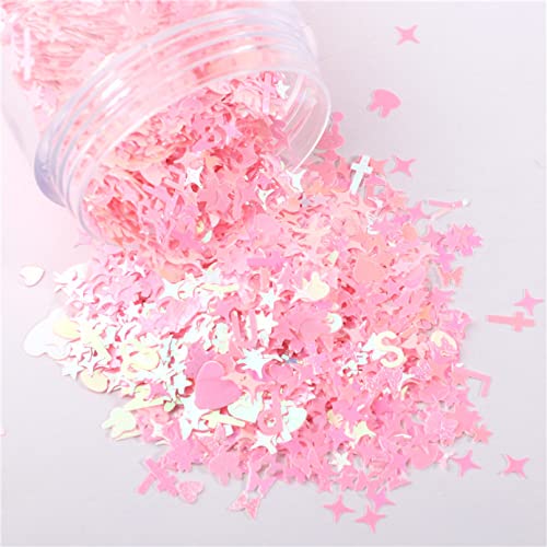 Die Pailletten， Ultra DIY Nagel Pailletten Bunte Glitzer Sterne Laser Material Multi Size Schöne Kleidungsstücke Maniküre Zubehör Kunst Dekor(Pink Ab) von SFQEVHRZ