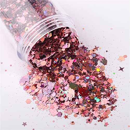 Die Pailletten， Ultra DIY Nagel Pailletten Bunte Glitzer Sterne Laser Material Multi Size Schöne Kleidungsstücke Maniküre Zubehör Kunst Dekor(Pink Laser) von SFQEVHRZ