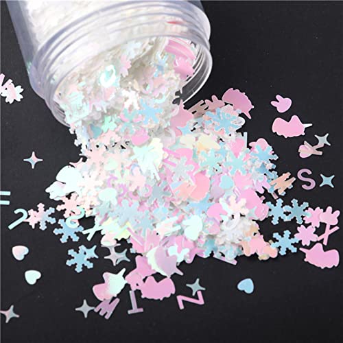 Die Pailletten， Ultra DIY Nagel Pailletten Bunte Glitzer Sterne Laser Material Multi Size Schöne Kleidungsstücke Maniküre Zubehör Kunst Dekor(White Ab) von SFQEVHRZ